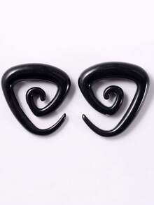 Acrylic Black Ear Spiral Expander Ear Plugs Triangle Spiral Ear Piercing Stretcher Body Jewelry 1.6mm-10mm - Black - View 14