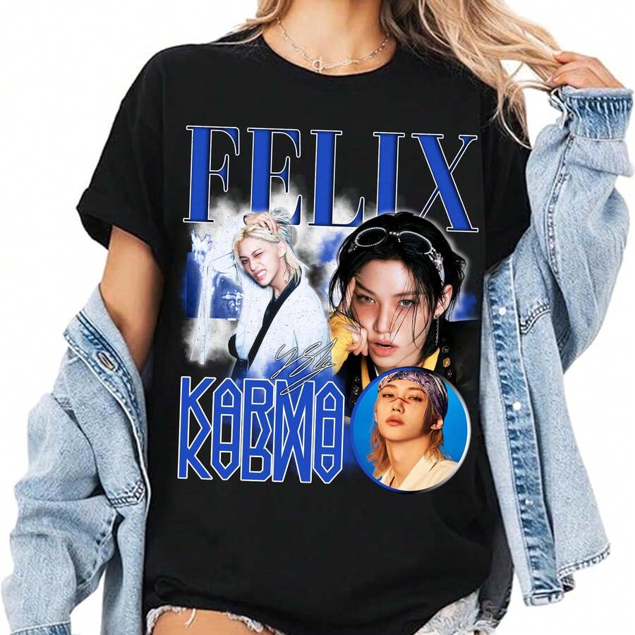 Felix Stray Kid Karma T-Shirt, Stray Kid Karma Album Shirt, Stray Kid Ceremony Shirt, Stray Kid DominATE SKZOO World Tour 2025 Tee - màu đen - Xem 1