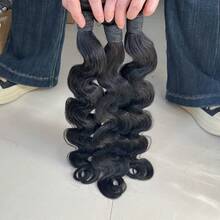 BINF Body Wave Human Hair Bundles 8-30 Inch Glueless Weft Natural Look Graduation Ceremony Hair For New Graduates Easy Styling Daily Wear Soft Wavy And Wet - Natural Black - 查看 7