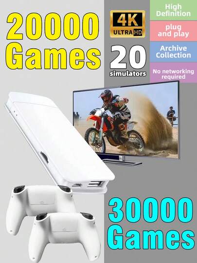 1 Set Home Game Console, 2025 New Arcade Style Gamepad Game Console With 30,000 Games, Connect To TV Box, Retro NES Style Cartridge, Nostalgic Joystick Dual Player Battle Simulator Game Box