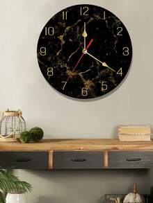 1 pezzo Orologio da parete moderno in texture di marmo da 10/12 pollici, silenzioso senza ticchettio - Orologio da parete al quarzo di lusso nero e oro di grandi dimensioni, funzionamento a batteria (batterie non incluse) - Elegante design in texture di marmo, adatto per soggiorno, cucina, ufficio, camera da letto - Perfetto regalo per il riscaldamento della casa o il Natale - Facile da appendere, adatto per la decorazione dell'ufficio, orologio alla moda, lavorazione di alta qualità, scelta del designer di interni - Multicolore - Visualizzare 2