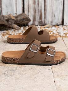 Plus Size Men's Comfortable Retro Open Toe Sandals - Adjustable Strap, Casual Walking Shoes - Suitable For Indoor And Outdoor Use, Unisex Flat Slippers - Brown - View 5