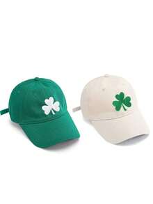 1pc's Day Women's Baseball Caps Clover Embroidery Luck Green Hat Breathable Women's Accessories Holiday Celebration Gifts Sunscreen Hat - Shamrock - 查看 9