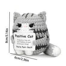 Positive Energy Crochet Cat Christmas Birthday Gift, Suitable For Both Men And Women; Mini Fun Positive Energy Penguin Shark Duck, Comes With Positive Energy Card; Back To School Desk Home Decor Gift For Friends And Colleagues, Emotional Inspirational Crochet Animal Gift Idea - Multicolor - View 8