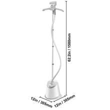 Standing Steamer With Foldable Garment Hanger, 0.5Gallon Water Tank For 90 Minutes Continuous Steaming, Heats In 45 Seconds & Auto-Stop With Fabric Brush Aluminum Rod And Easy-Roll Wheels - 灰色 - 查看 10
