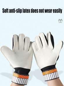 1 Pair Adult & Youth Goalkeeper Gloves, Embossed Non-Slip Latex Palm, Soft PU Back, Dual Wrist Protection, Durable Anti-Slip Latex Material, Injury Prevention - Multicolor - View 7