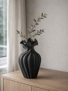 1pc Large French Vintage Style Decorative Vase, Black Color, Suitable For Living Room/Dining Table Home Decor - Multicolor - View 3