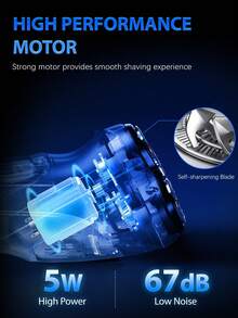 sejoy Electric Shaver, 3D Curved Blade Mesh, Cordless Washable Electric Shaver With Trimmer, Power Indicator Light, Fast Charging, Long-Lasting Use - Dusty Blue - View 3
