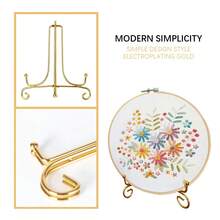 Transparent Plastic Hanging Plate Rack, Gold Electroplated Iron Art Plate Display Stand For Plates, Trophies, Clocks, Photo Albums, Painting Plates - Clear - View 6