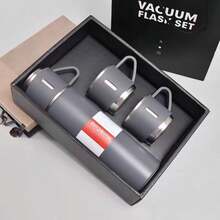 Vacuum Insulated Water Bottle, Outdoor Tumbler, Business Gift Set (1 Bottle + 3 Lids), Gift Box, 304 Stainless Steel Cup As Souvenir