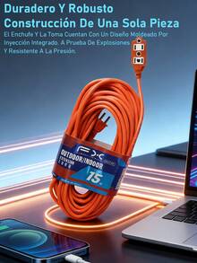 EXTENSIÓN ELÉCTRICA MULTICONTACTO USO RUDO 15 METROS 4 ENCHUFES - Tipo de Enchufe A USA (110-127V) - Ver 7