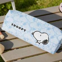 Miniso Snoopy Series Long Cosmetic Bag, Full-Print Cartoon Pattern, Waterproof & Wear-Resistant Fabric, Portable Zipper Design, Makeup Tool Storage & Daily Travel Carry Bag(1 PC) - Baby Blue - View 8