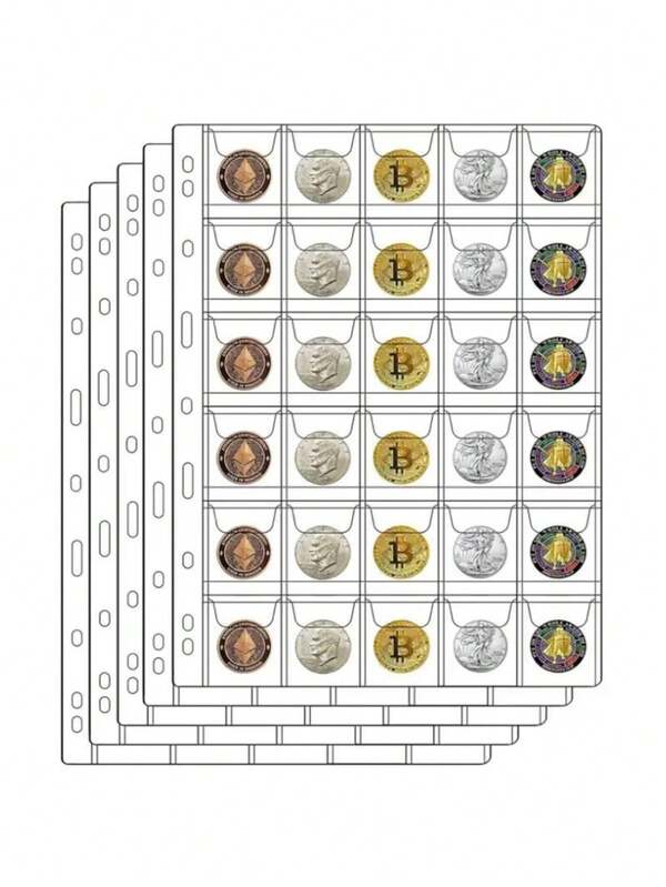 10 Pcs High-Transparency Coin Loose-Leaf Sheets With 20/30/42 Compartments. These Are Available Inner Pages Suitable For Banknote And Coin Loose-Leaf Albums. They Are Single-Sided High-Transparency Coin Album Pages.