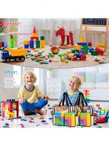 Bộ 2 túi đựng đồ chơi trẻ em trong suốt có khóa kéo và nhãn dán, được làm từ nhựa PVC trong suốt, có thể tái sử dụng, thích hợp để đựng trò chơi cờ bàn, khối xếp hình, ghép hình và đồ chơi, lý tưởng để cất giữ đồ dùng trong phòng trẻ. - Nhiều màu - Xem 7