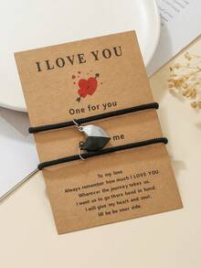 2条/套心形吊坠手链，休闲度假风涤纶手链，适合女性、情侣、日常佩戴、度假、情人节、生日等场合，可作为送给女朋友的礼物。 - 彩色 - 查看 5