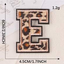 A-Z English Letter Patches, Leopard Print Embroidered Iron-On Stickers, Suitable For Clothing, DIY Name Apparel
