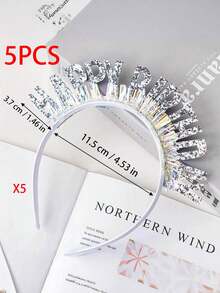 1/5pcs Happy Birthday Headband, Shiny Sequin Silver Hair Hoop, Suitable For Birthday Party, Party Supplies, Party Hat, Photo Props - Silver - View 12