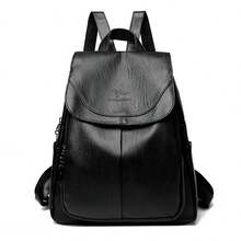 LANYIBAIGE Women's Soft PU Leather Backpack, Student School Bag, High-Quality Multifunctional Backpack, Women's One Shoulder Commuter Bag - Black - View 12