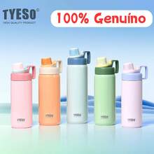 TYESO 900ML (30OZ) Vacuum Insulated Water Bottle With Carrying Handle, Iridescent Colors. Stainless Steel Coffee Cup With Straw, Thermal Bottle, Thermal Cup, 100% Leak-Proof, Keeps Temperature For 24 Hours For Hot/Cold Drinks Or 10 Hours For Hot Drinks. Suitable For Water, Iced Tea, Coffee, Smoothies And Other Beverages. An Ideal Choice For Festive Or Birthday Gifts. - 隨機的 - 查看 16
