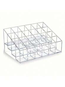 1pc Transparent Lipstick Storage Box, Plastic 24-Slot Lipstick Holder, Cosmetic Organizer Display Case, Acrylic Desktop Display Stand, Suitable For Home, Room And Dorm - Multicolor - View 1