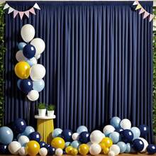 10 Ft X 10 Ft Wrinkle Free Navy Blue Backdrop Curtains Panels, 2 Panels 5ft X 10ft Sikly Polyester Photo Backdrop Drapes For Graduation  Shower Wedding Birthday Parties Photography Background Variant 1 - không có - Xem 3