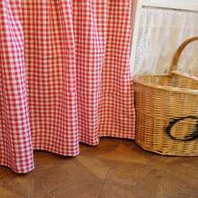 2片/1片农舍风红白格子厨房短帘，可爱小窗帘，隔断门帘 - 紅白色 - 查看 14