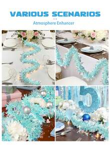 1pc Approx. 2m Long Pink & Blue Glitter Streamer, Suitable For Gender Reveal Party, Birthday, Wedding, Baby Shower, Room Wall Decor, Gender Reveal Decoration, Pink & Blue Glitter Ribbon, Boy Or Girl Gender Announcement, Shiny Foil Streamer, Photo Backdrop, Party Supplies - Multicolor - View 5