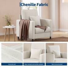 Conjunto De Sofá De 2 Plazas y Sillón Decorativo – Diseño Compacto y Cómodo – Tapizado De Poliuretano – Ideal para Espacios Pequeños, Salones o Dormitorios - Beis - Ver 7