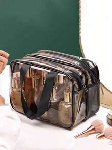 1 túi đựng đồ vệ sinh cá nhân bằng PVC trong suốt, chống thấm nước, thiết kế tách biệt đồ khô và ướt, tiện lợi khi đi du lịch, thích hợp đựng đồ chăm sóc da, mỹ phẩm, cọ trang điểm, phấn phủ, son môi, v.v. Lý tưởng cho bãi biển, trường học, phòng tắm, lễ hội, Ngày Valentine, Giáng sinh, món quà tuyệt vời cho mẹ, gia đình, bạn bè, bạn cùng lớp. Túi đựng đồ, túi trang điểm, vật dụng cần thiết khi đi du lịch. - Nhiều màu - Xem 4