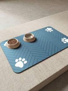 PETSIN Pet Feeding Mat, Silica Gel Dog/Cat Food Placemat, Absorbent & Quick Dry - Multicolor - View 2