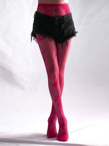 1件装女士性感花卉图案镂空网眼连裤袜 - 彩色 - 查看 18