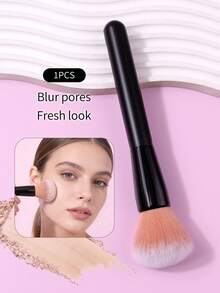 1支面部化妆刷，腮红刷，高光刷，自然妆效修容定妆粉刷，柔软刷毛，易于清洁，多功能化妆工具，赠品 - 黑色 - 查看 9