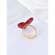 1pc Minimalist Fashion Red/Black/Pink/Blue Heart Ring, Casual & Versatile Suitable For Daily Wear For Women Valentines,Mom,Mother,Mother's Day,Gift - 紅色 - 查看 4