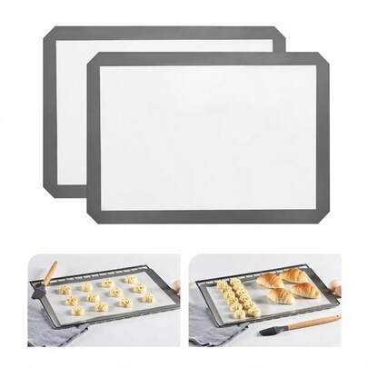 1/2 pezzi Tappetino da forno in silicone, rivestimento da forno antiaderente, tappetino da forno in silicone riutilizzabile per macarons, pizza, biscotti, torte, pane, crostate, biscotti, facile da pulire, comodo e pratico, adatto per forno e microonde, ideale per attività di panificazione fai-da-te, ritorno a scuola, eventi di panificazione domestica, feste di compleanno, vacanze, anche un accessorio da forno e utensile da cucina indispensabile