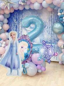Hasbro 19pcs Aluminum Foil & Latex Mixed Balloon Set, Dreamy Ethereal Style, Snowflake Pattern, Light Blue, Pink And Other Soft Cool Colors - Multicolor - View 12