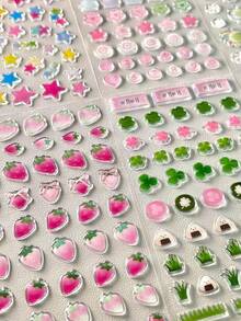 Cute 3D Stickers - Light-Colored Design, Ideal For Decorating Phone Cases And Notebooks, Perfect For DIY Projects, Making Fun Stickers, Expanding Diaries And Planners, 3D Embossed Stickers, Diary Stickers, Decorative Stickers And Stationery Stickers. - Multicolor - View 1