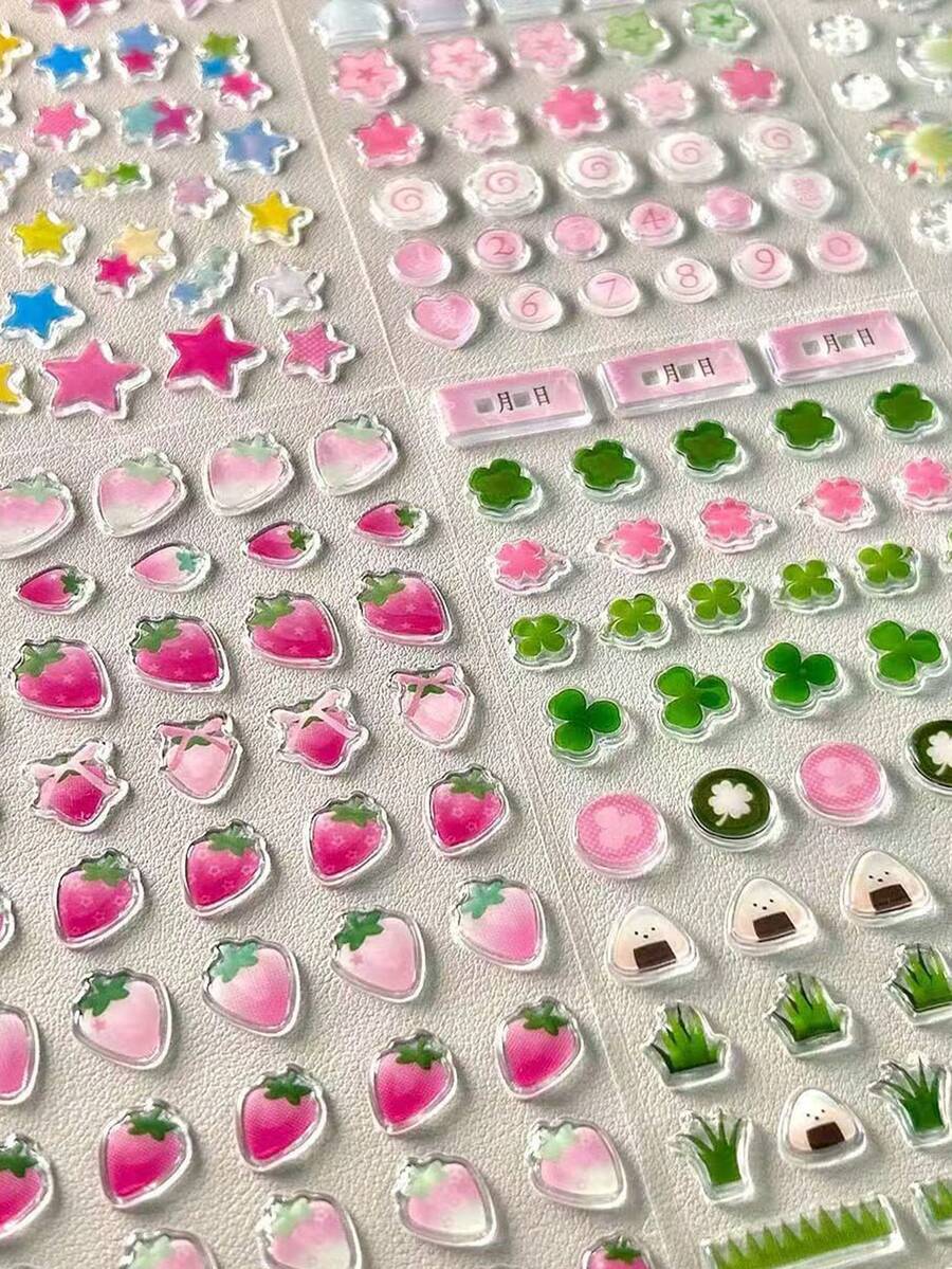 Cute 3D Stickers - Light-Colored Design, Ideal For Decorating Phone Cases And Notebooks, Perfect For DIY Projects, Making Fun Stickers, Expanding Diaries And Planners, 3D Embossed Stickers, Diary Stickers, Decorative Stickers And Stationery Stickers. - Multicolor - View 1