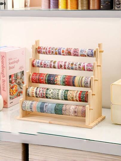 1 Stück vertikaler Desktop Ablage-Ständer mit 2/3/4/5 Ebenen, stufenförmig. Geeignet zum Aufbewahren von Schreibwaren wie Aufkleber, Skizzenbücher, Klebebänder und Kunstbedarf. Aus stabilem Holz gefertigt. Perfekt zum Präsentieren von Schmuckstücken wie Halsketten, Armbänder, Anhänger usw.