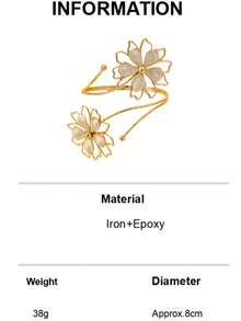 White Flower Minimalist Adjustable Arm Cuff - Round Flowers-beige - View 8