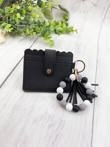 1 件女式多色串珠 PU 流苏钥匙钱包、零钱包、卡包、腕包、钥匙扣，可作为礼物送给妈妈和朋友，波西米亚风圣诞节汽车配件包饰学校可爱哥特 Y2k 包挂绳带身份证夹汽车配件包饰 - 卡包 - 查看 5