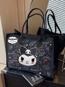 SANRIO 高品質卡通小貓單肩包，大容量學生帆布托特包，通勤手提包，女性必備戶外收納包 - 彩色 - 查看 12