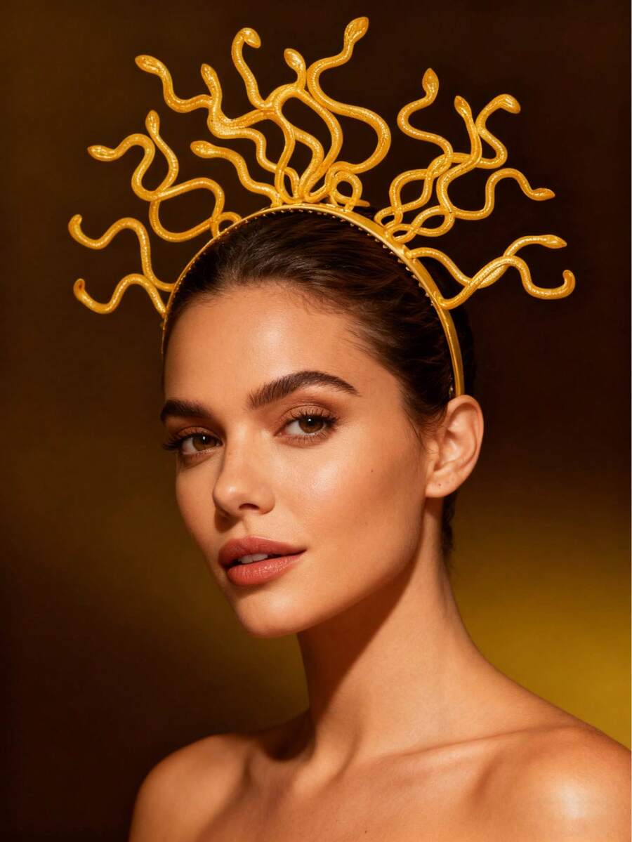 美杜莎蛇形头饰，希腊女神头饰，派对装饰道具，角色扮演配饰，舞台表演装饰，摄影服装，馈赠亲朋好友的完美礼物 - 彩色 - 查看 1