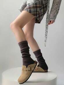 1/2/3 Pairs Women's Solid Color Rib Knit Leg Warmers, Decorative Knitted Leg Warmers, Minimalist Vintage Style, High Elasticity, Comfortable And Warm, Can Be Paired With Boots, Suitable For Autumn/Winter Daily Wear - Multicolor - View 6