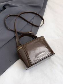 2026新款精致纹理方盒包，时尚简约大容量斜挎方包，女士必备 - 咖啡 - 查看 10