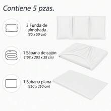 Juego de Sábanas de Microfibra Premium Tipo Satén Suaves y Frescas con Bolsillo Profundo para Cama Individual Matrimonial Queen King Incluye Sábana de Cajón Sábana Plana y Fundas de Almohada - Blanco - Ver 8