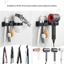 Wall Mount Hair Dryer Holder, Drill-Free Bathroom Hair Dryer Storage Rack, Straightener & Iron Organizer, Curling Iron Holder (Suitable For Salons & Bathrooms), Hair Dryer & Ironing Board Stand, Bathroom Accessories, Home Decor Bathroom Accessories - Multicolor - View 9
