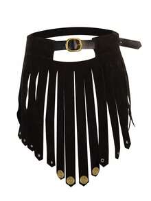 1件PU皮革流苏裙，维京骑士腰甲裙，配有可调节罗马围裙式腰带，角色扮演服装 - A - 查看 6