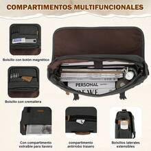 NEWHEY 17-17.3 Inch Men's Canvas Laptop Bag Messenger Bag Briefcase Large Capacity Computer Shoulder Bag With Padded Compartment, Black/Grey - Multicolor - View 5