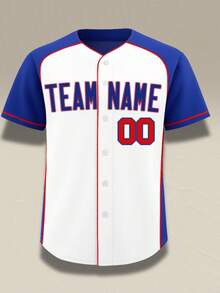 Plus Size & Customizable White And Blue In A Double-Color Combination Baseball Jerseys For Men, Fast Shipping Sports Summer - White - View 3