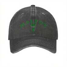 DM7 Vintage Washed Denim Baseball Cap Unisex - Adjustable MALFOY 7 Pattern Dad Hat, Retro Casual Street Style, Outdoor Sports Sun Protection Travel Gift Accessory - 黑色 - 查看 1